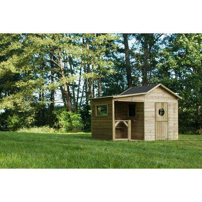 Spielhaus „Elli“ aus Holz – mit Boden & Plexi-Fenster, 240×125×173 cm, EN71/TÜV, Dachpappe 4,5 m²
