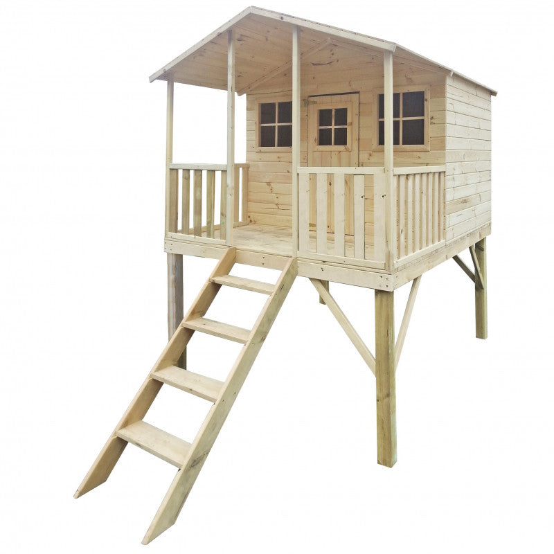 Spielhaus „Benno“ aus Holz – mit Veranda, 120 cm Podest, imprägniert, TÜV-geprüft, ab 3 Jahren