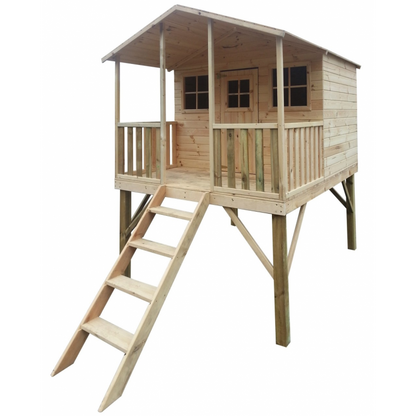 Spielhaus „Benno“ aus Holz – mit Veranda, 120 cm Podest, imprägniert, TÜV-geprüft, ab 3 Jahren