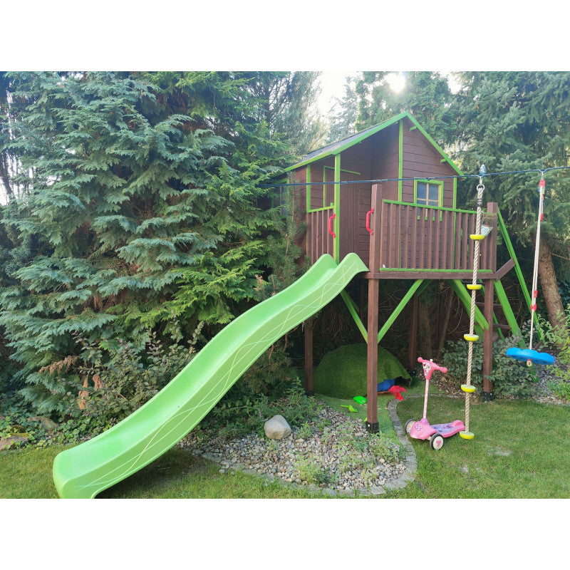 Spielhaus „Tayo Mini“ aus massivem Kiefernholz – mit Schaukel, Podest 150 cm, wetterfest & TÜV-geprüft