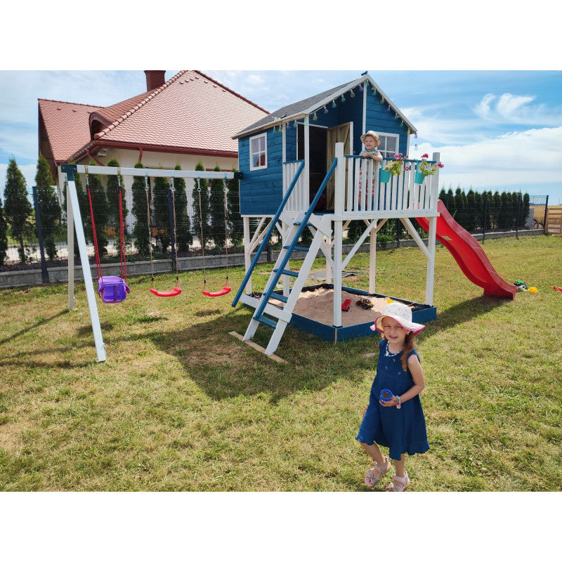 Schaukelhaus „Luno Plus“ aus imprägnierter Kiefer – mit Doppelschaukel, 150 cm Plattformhöhe, TÜV/EN71, 269×220×315 cm