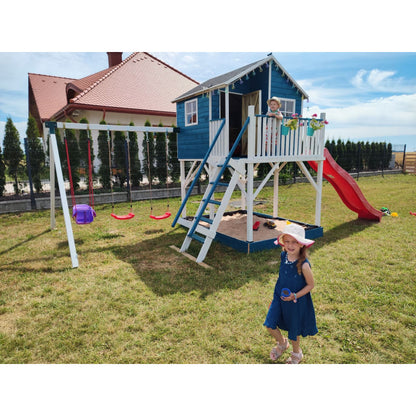 Schaukelhaus „Luno Plus“ aus imprägnierter Kiefer – mit Doppelschaukel, 150 cm Plattformhöhe, TÜV/EN71, 269×220×315 cm