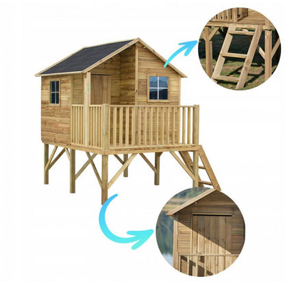 Spielhaus „Tayo“ aus Holz – ohne Rutsche, imprägniert, TÜV-geprüft, ab 3 Jahren