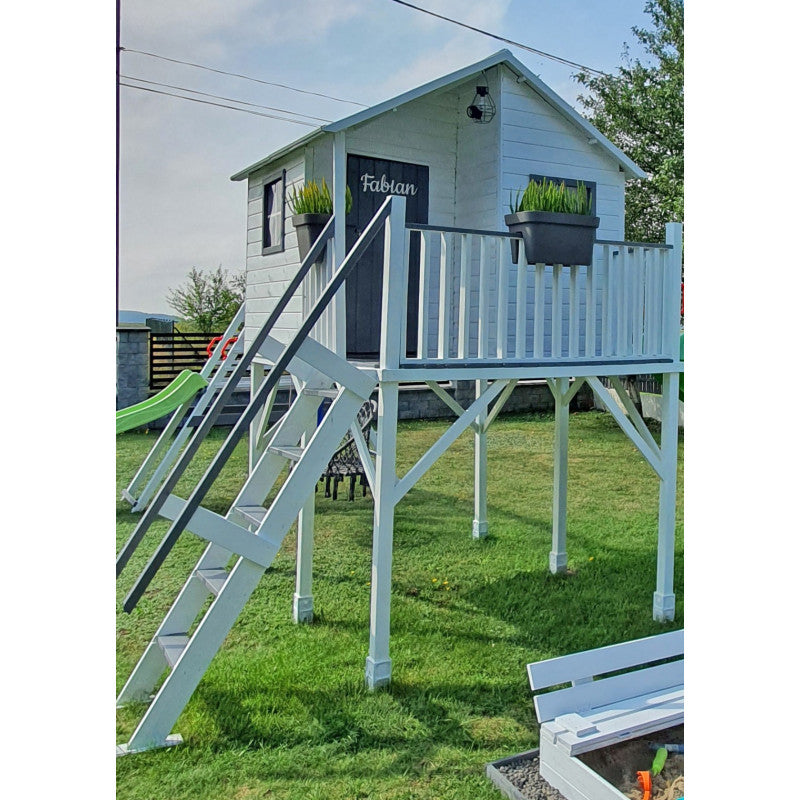 Spielhaus „Tayo Mini“ aus massivem Kiefernholz – mit Schaukel, Podest 150 cm, wetterfest & TÜV-geprüft