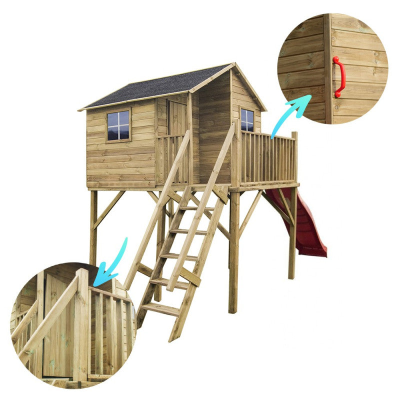 Schaukelhaus „Luno Plus“ aus imprägnierter Kiefer – mit Doppelschaukel, 150 cm Plattformhöhe, TÜV/EN71, 269×220×315 cm