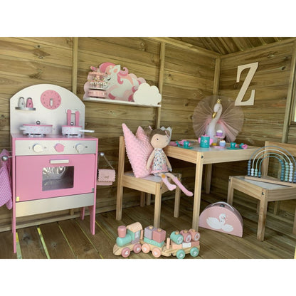 Spielhaus „Tayo“ aus Holz – mit Rutsche, Leiter & 80 cm Podest, 247×233×250 cm, EN71/TÜV-geprüft