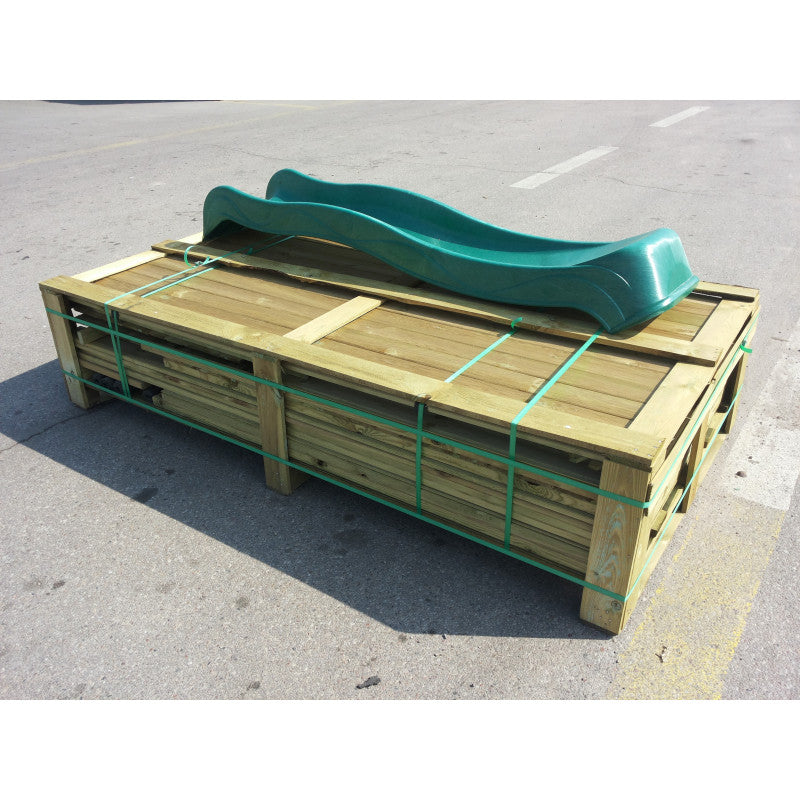 Spielhaus „Tayo“ aus Holz – mit Rutsche, Leiter & 80 cm Podest, 247×233×250 cm, EN71/TÜV-geprüft