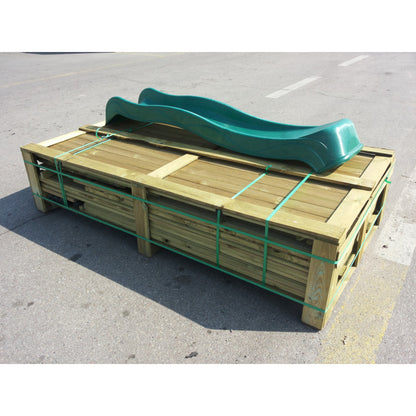 Spielhaus „Tayo“ aus Holz – mit Rutsche, Leiter & 80 cm Podest, 247×233×250 cm, EN71/TÜV-geprüft