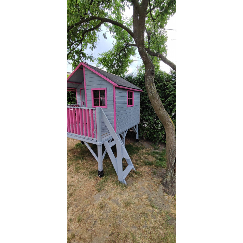 Spielhaus „Tayo“ aus Holz – mit Rutsche, Leiter & 80 cm Podest, 247×233×250 cm, EN71/TÜV-geprüft