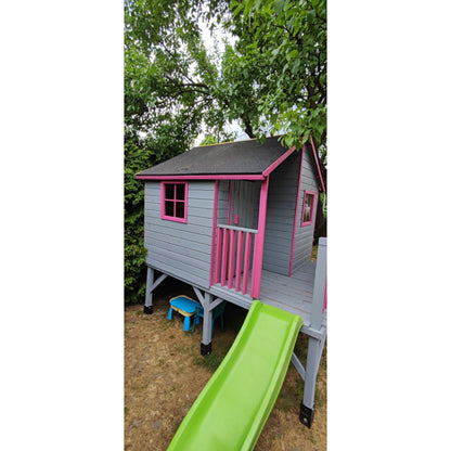 Spielhaus „Tayo“ aus Holz – mit Rutsche, Leiter & 80 cm Podest, 247×233×250 cm, EN71/TÜV-geprüft