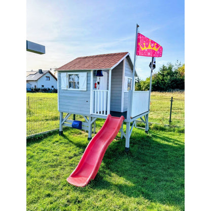 Spielhaus „Tayo“ aus Holz – mit Rutsche, Leiter & 80 cm Podest, 247×233×250 cm, EN71/TÜV-geprüft