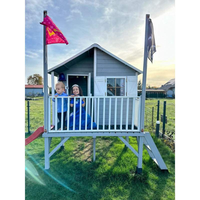 Spielhaus „Tayo“ aus Holz – mit Rutsche, Leiter & 80 cm Podest, 247×233×250 cm, EN71/TÜV-geprüft