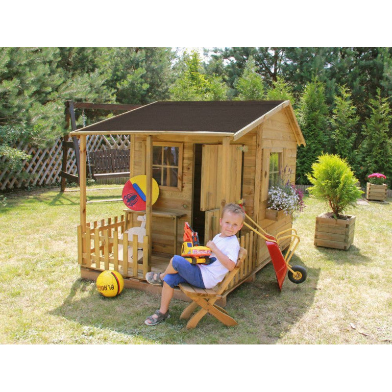 Spielhaus „Malia“ aus Holz – mit Terrasse, imprägniert, TÜV-geprüft, ab 1 Jahr