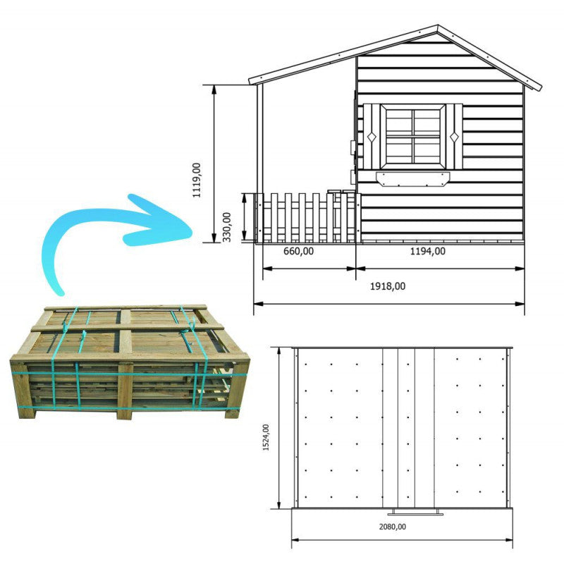 Spielhaus „Malia“ aus Holz – mit Terrasse, imprägniert, TÜV-geprüft, ab 1 Jahr