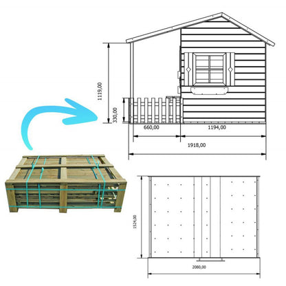 Spielhaus „Malia“ aus Holz – mit Terrasse, imprägniert, TÜV-geprüft, ab 1 Jahr