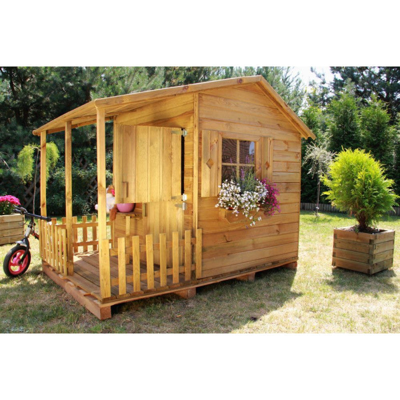 Spielhaus „Malia“ aus Holz – mit Terrasse, imprägniert, TÜV-geprüft, ab 1 Jahr