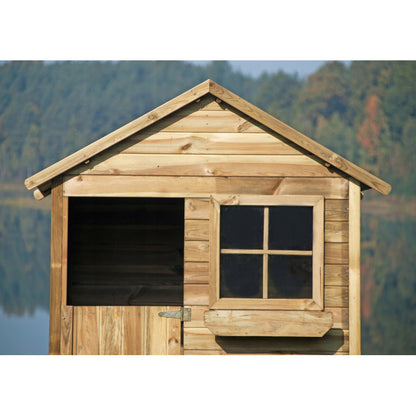 Spielhaus „Niko“ aus Holz – mit Blumenkasten & Fenster, 126×112×157 cm, EN71/TÜV-geprüft
