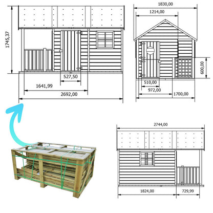 Spielhaus „Timmi“ aus Holz – ebenerdig, imprägniert, TÜV-geprüft, ab 1 Jahr