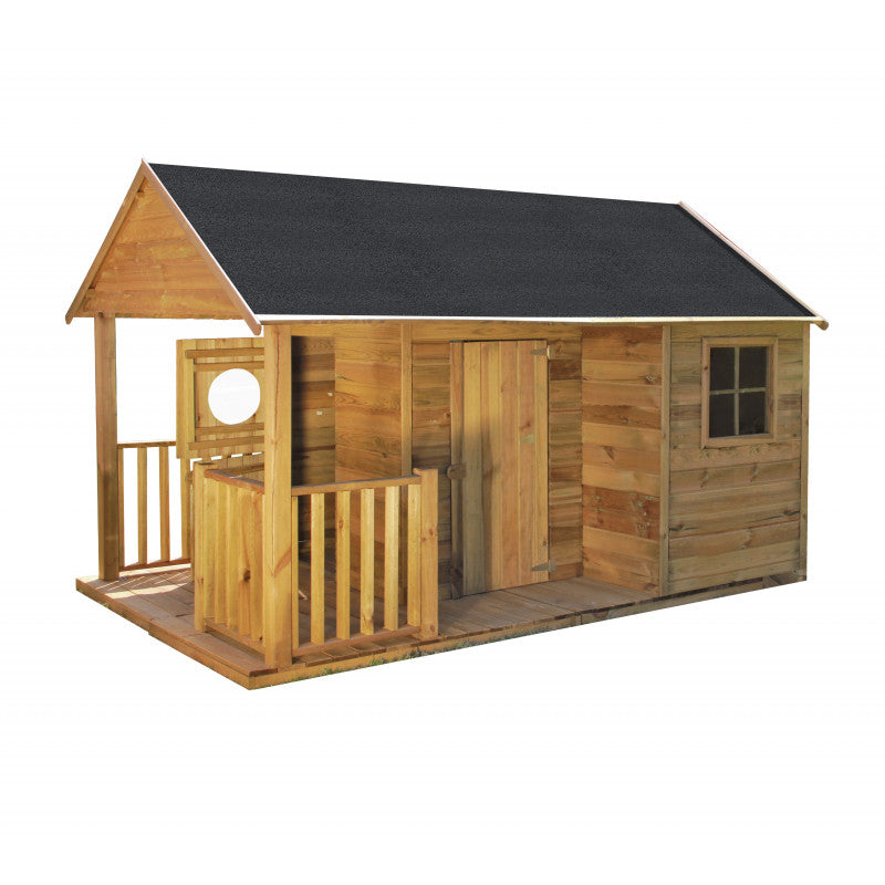 Spielhaus „Timmi“ aus Holz – ebenerdig, imprägniert, TÜV-geprüft, ab 1 Jahr