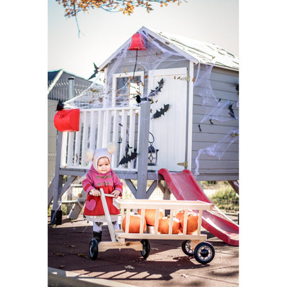 Spielhaus „Tobi Plus“ aus Holz – mit HDPE-Rutsche, Podest 57 cm, EN71/TÜV, 125×178×211 cm