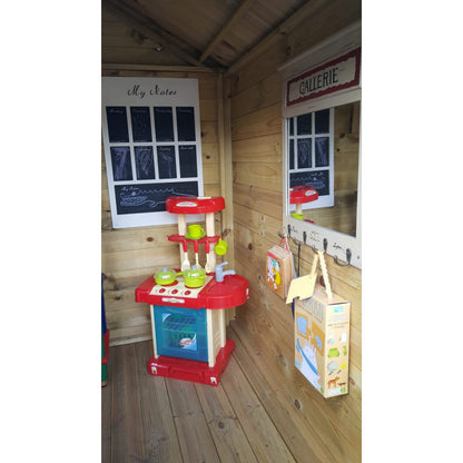 Spielhaus „Tobi Plus“ aus Holz – mit HDPE-Rutsche, Podest 57 cm, EN71/TÜV, 125×178×211 cm