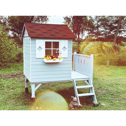 Spielhaus „Tobi Plus“ aus Holz – mit HDPE-Rutsche, Podest 57 cm, EN71/TÜV, 125×178×211 cm