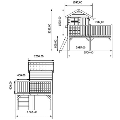 Spielhaus „Lenny“ aus Holz – mit großer Terrasse, TÜV-geprüft, imprägniert, ab 3 Jahren