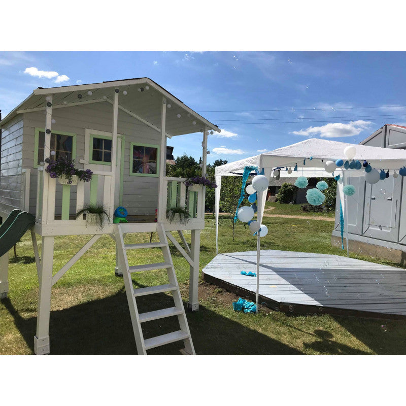 Spielhaus „Benno Plus“ aus Holz – Doppelschaukel, Plattform & Rutsche, 120 cm Podest, TÜV-geprüft, imprägniert