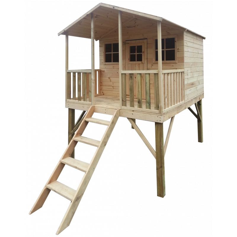 Spielhaus „Benno Plus“ aus Holz – Doppelschaukel, Plattform & Rutsche, 120 cm Podest, TÜV-geprüft, imprägniert