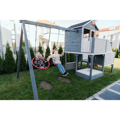 Spielturm „Luno XL“ aus imprägnierter Kiefer – mit Doppelschaukel, Rutsche & Plattform, TÜV-zertifiziert