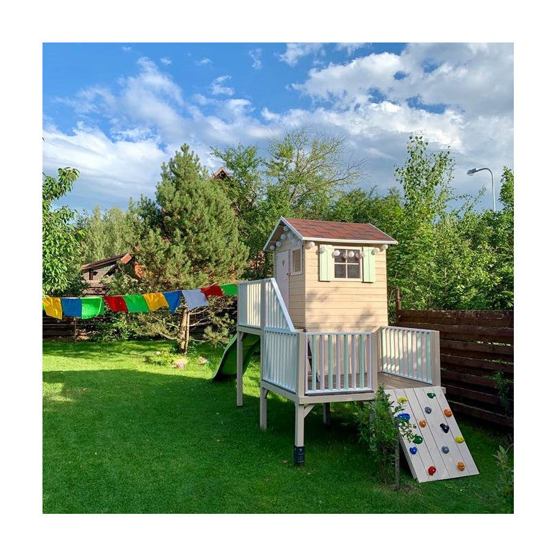 Abenteuerhaus „Leo XXL“ aus Holz – 2 Rutschen, Doppelschaukel, Kletterwand, Podeste 62/122 cm, TÜV-geprüft, imprägniert