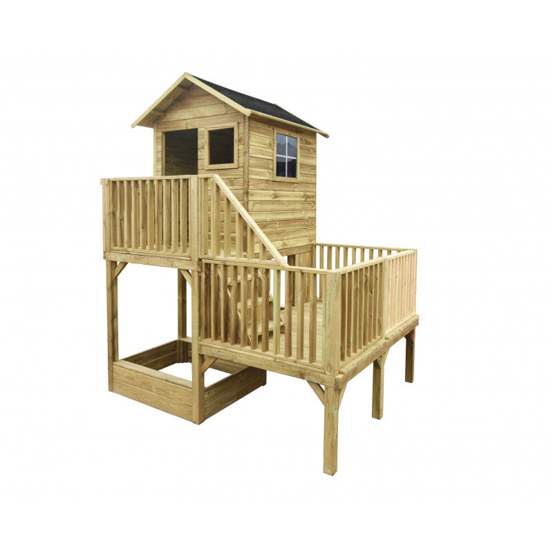 Spielturm „Luno XL“ aus imprägnierter Kiefer – Plattform 62/122 cm, TÜV/EN71, 226,5×176×272 cm