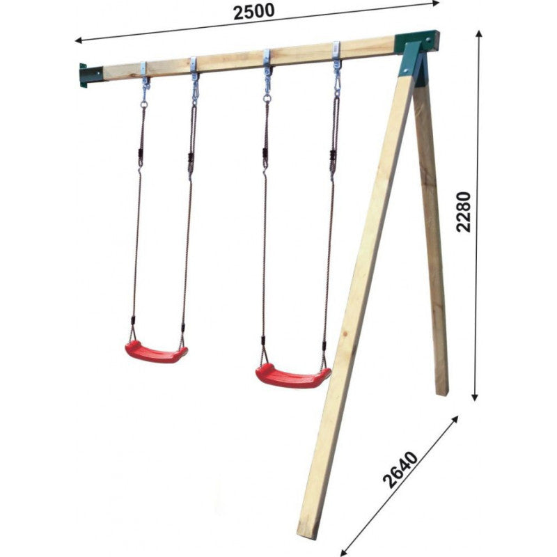 Abenteuerhaus „Leo Max“ aus Holz – Doppelschaukel, 2 Rutschen, Kletterwand, Podeste 62/122 cm, TÜV-geprüft, imprägniert