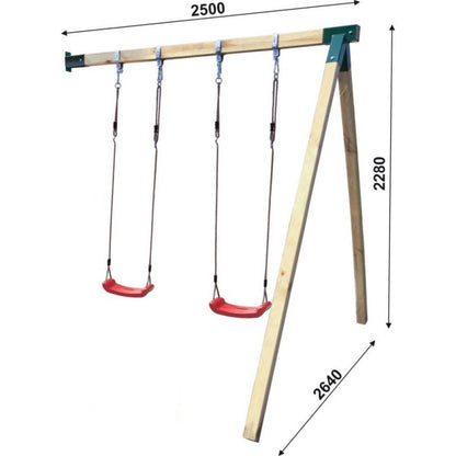 Abenteuerhaus „Leo Max“ aus Holz – Doppelschaukel, 2 Rutschen, Kletterwand, Podeste 62/122 cm, TÜV-geprüft, imprägniert