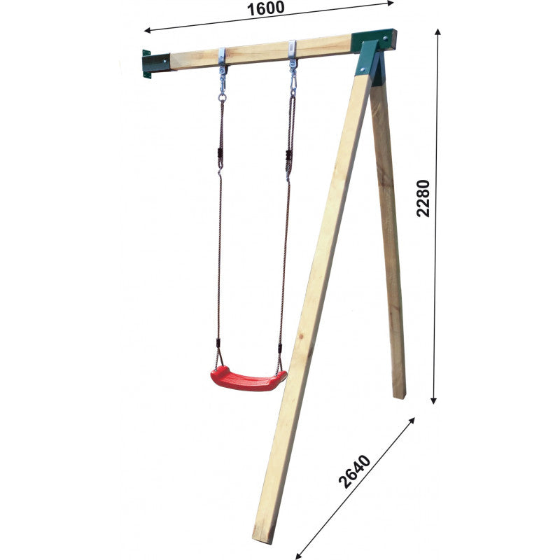 Abenteuerhaus „Leo“ aus Holz – Einzelschaukel, 2 Rutschen, Kletterwand, Podeste 62/122 cm, TÜV-geprüft, imprägniert