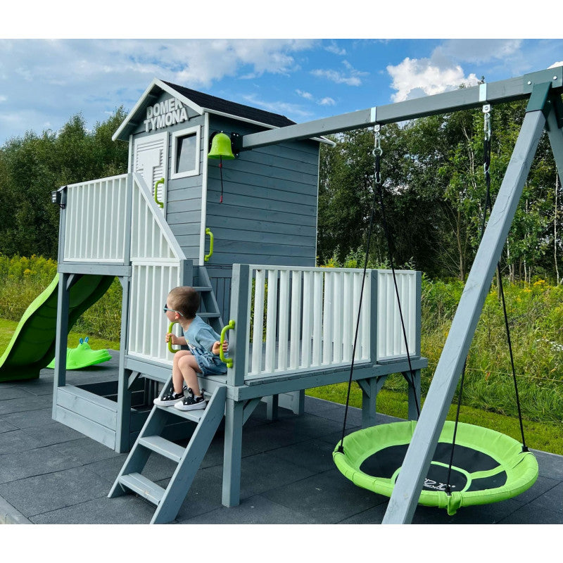 Schaukel „Luno Solo“ aus imprägnierter Kiefer – Ergänzungsmodul für Holzspielhäuser, TÜV-zertifiziert