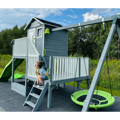 Schaukel „Luno Solo“ aus imprägnierter Kiefer – Ergänzungsmodul für Holzspielhäuser, TÜV-zertifiziert