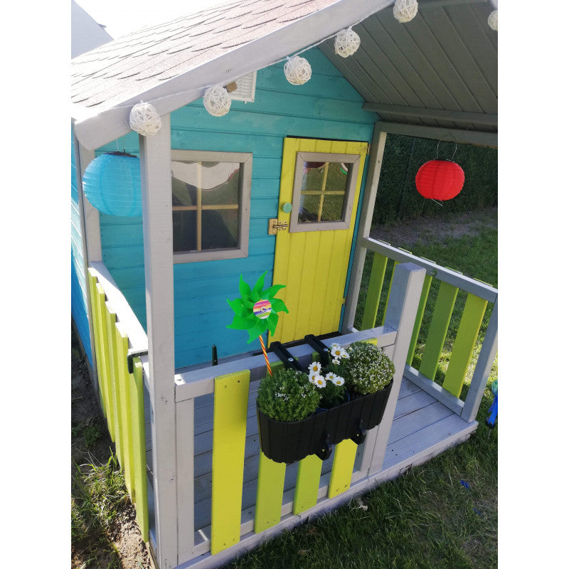 Spielhaus „Lilia“ aus Holz – naturbelassen, mit 3 Fenstern & Tür, 250×141×165 cm, EN71/TÜV-geprüft