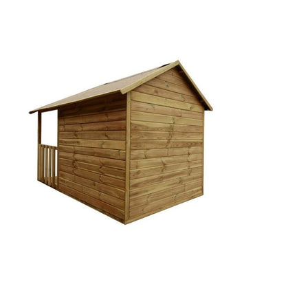 Spielhaus „Lilia“ aus Holz – naturbelassen, mit 3 Fenstern & Tür, 250×141×165 cm, EN71/TÜV-geprüft