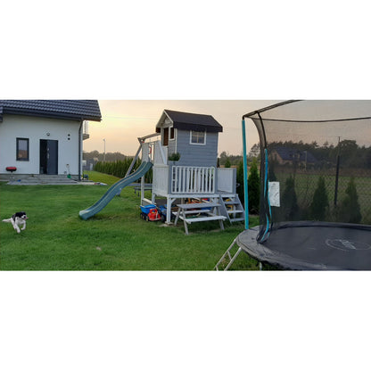 Abenteuerhaus „Leo Slide“ aus Holz – lange Rutsche, Podeste 60/120 cm, EN71/TÜV, 226,5 × 176 × 273 cm