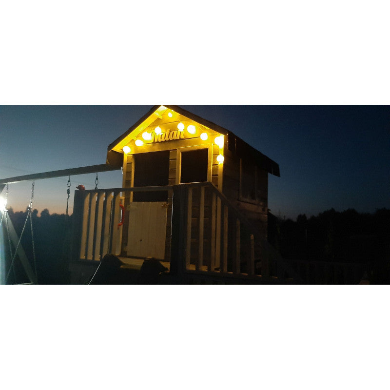 Abenteuerhaus „Leo Shorty“ aus Holz – kurze Rutsche, Podeste 62/122 cm, EN71/TÜV, 226,5×176×272 cm