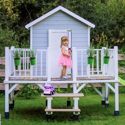 Spielhaus „Lino Plus“ aus Holz – mit Rutsche, Podest 80 cm & Dachpappe, 227×286×232 cm, EN71/TÜV-geprüft