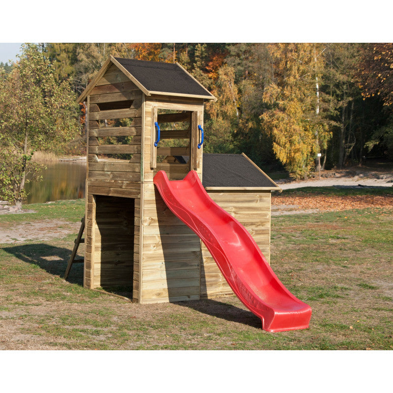 Spielhaus „Laro“ aus Holz – mit Rutsche & Leiter, 166×118×248 cm, 2 Etagen, TÜV/EN71, imprägniert