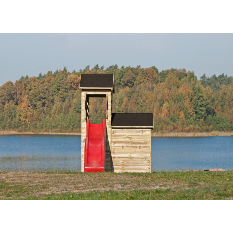 Spielhaus „Laro“ aus Holz – mit Rutsche & Leiter, 166×118×248 cm, 2 Etagen, TÜV/EN71, imprägniert