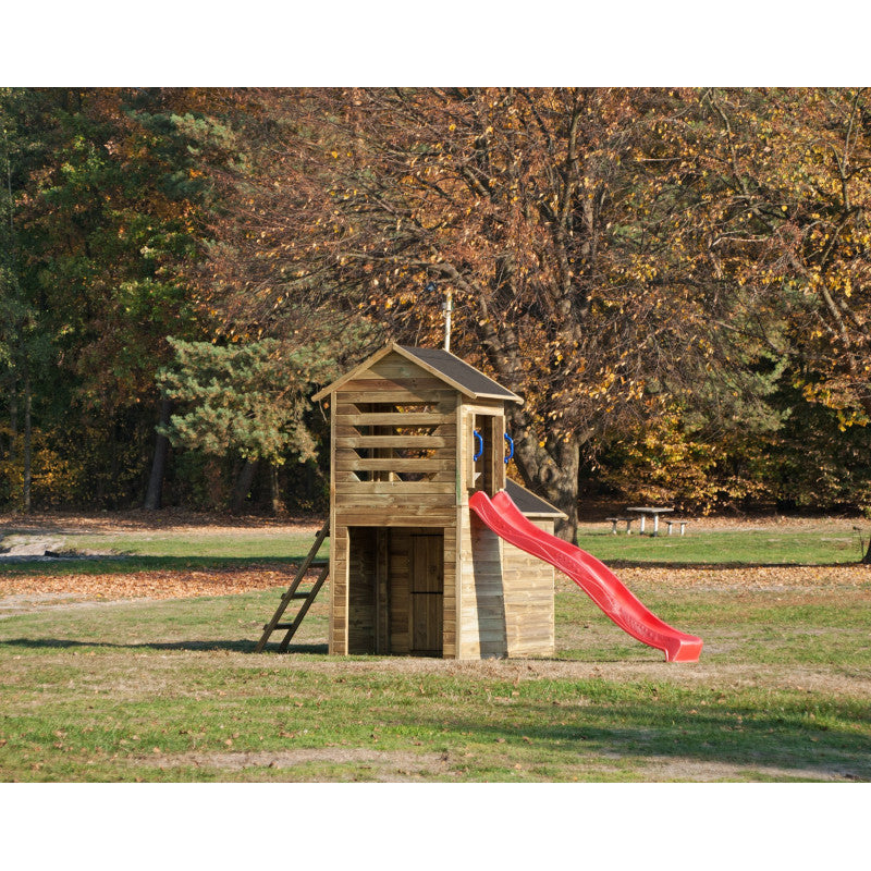 Spielhaus „Laro“ aus Holz – mit Rutsche & Leiter, 166×118×248 cm, 2 Etagen, TÜV/EN71, imprägniert