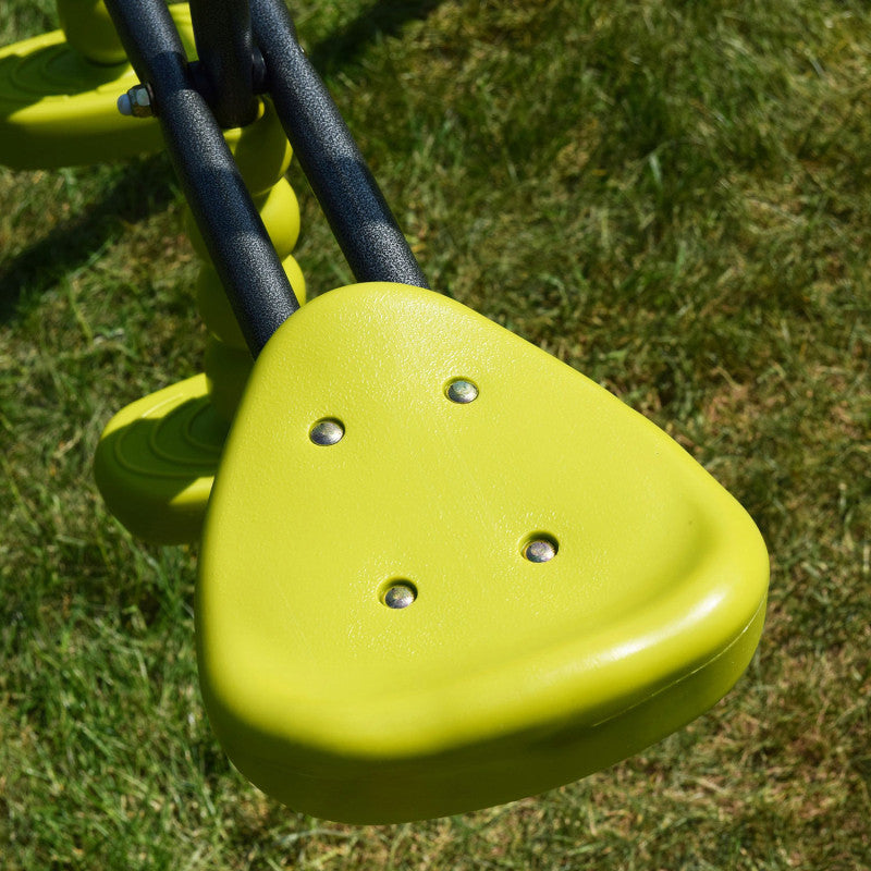 Spielplatz „Maxo Green“ aus pulverbeschichtetem Metall – Doppelschaukel, Einzelschaukel & Basketballkorb, 216×180×195 cm