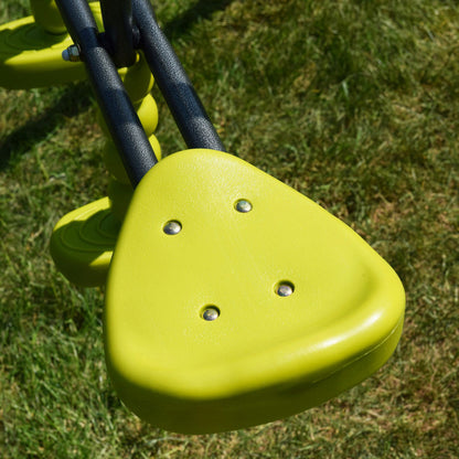 Spielplatz „Maxo Green“ aus pulverbeschichtetem Metall – Doppelschaukel, Einzelschaukel & Basketballkorb, 216×180×195 cm