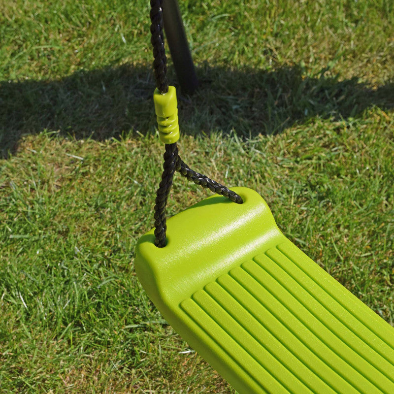 Spielplatz „Maxo Green“ aus pulverbeschichtetem Metall – Doppelschaukel, Einzelschaukel & Basketballkorb, 216×180×195 cm