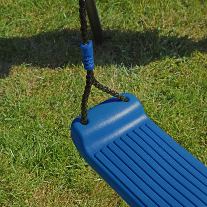 Spielplatz „Maxo Blue“ aus pulverbeschichtetem Metall – Doppelschaukel, Einzelschaukel & Basketballkorb, 216×180×195 cm