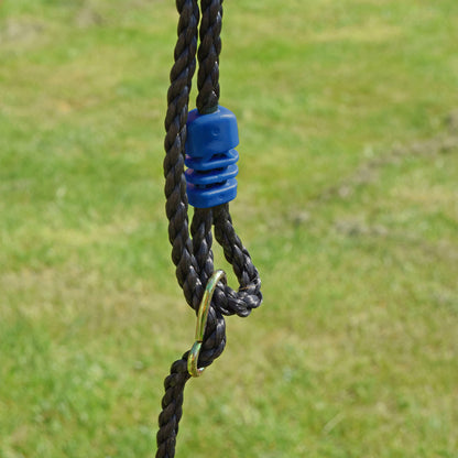 Spielplatz „Maxo Blue“ aus pulverbeschichtetem Metall – Doppelschaukel, Einzelschaukel & Basketballkorb, 216×180×195 cm